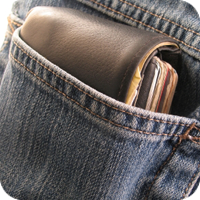 Wallet in back pocket of pants